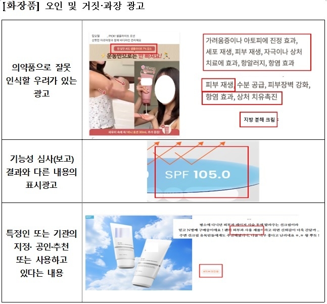 휴가철 인기 화장품, 온라인 불법·부당 광고 74건 적발